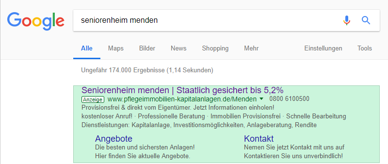 Google Ads Beispiel